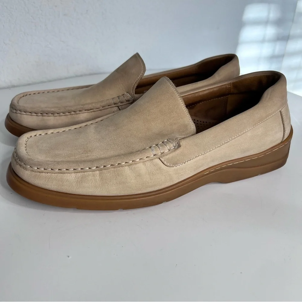 Florsheim Comfortech Beige Tan Suede Leather Slip On Loafers Size 10